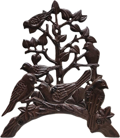 Garden Hose Holder Cast Iron Heavy Duty Water Hose Hanger, Outside Wall Mount, Solid Metal Decorative Rack/Organizer/Stand, Easy to Install, Hold Up to 50/75/100 ft (Hose holder - 2 Birds)