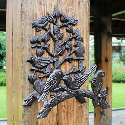 Garden Hose Holder Cast Iron Heavy Duty Water Hose Hanger, Outside Wall Mount, Solid Metal Decorative Rack/Organizer/Stand, Easy to Install, Hold Up to 50/75/100 ft (Hose holder - 2 Birds)