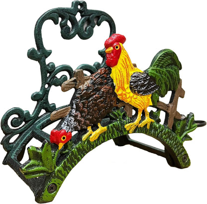 Garden Hose Holder Cast Iron Heavy Duty Water Hose Hanger, Outside Wall Mount, Solid Metal Decorative Rack/Organizer/Stand, Easy to Install, Hold Up to 50/75/100 ft (Hose holder - 2 Birds)
