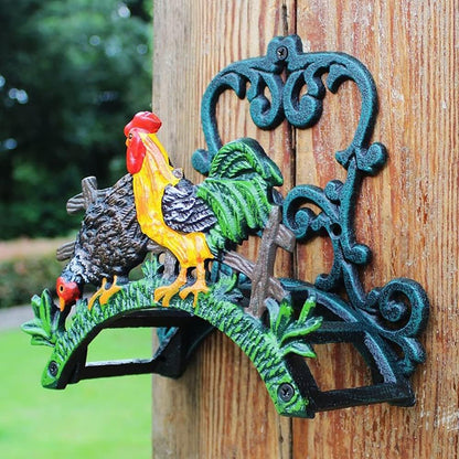 Garden Hose Holder Cast Iron Heavy Duty Water Hose Hanger, Outside Wall Mount, Solid Metal Decorative Rack/Organizer/Stand, Easy to Install, Hold Up to 50/75/100 ft (Hose holder - 2 Birds)
