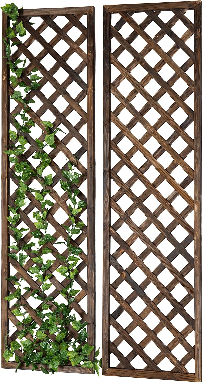 MyGift Wood Wall Hanging Garden Trellis for Climbing Plants, Set of 2