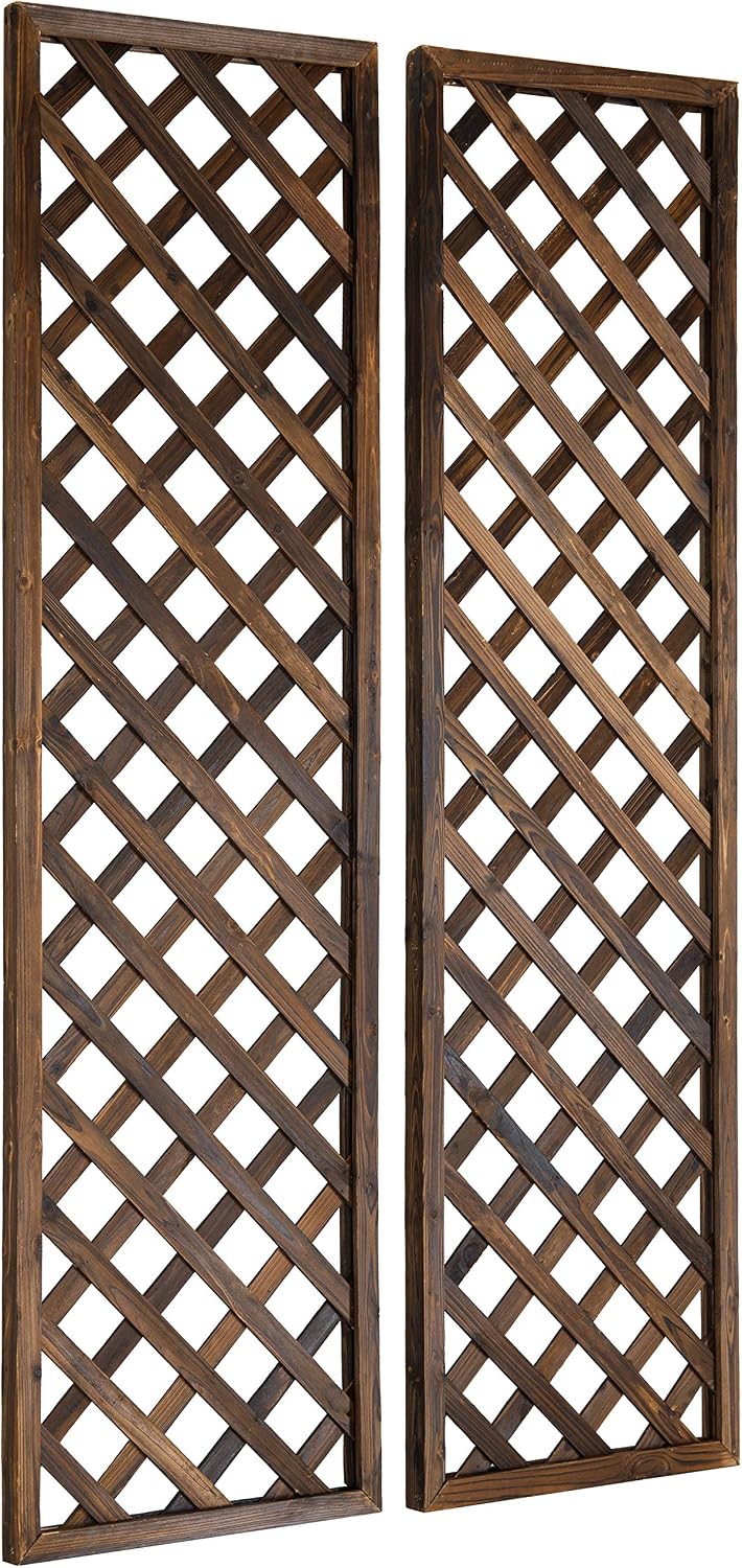 MyGift Wood Wall Hanging Garden Trellis for Climbing Plants, Set of 2