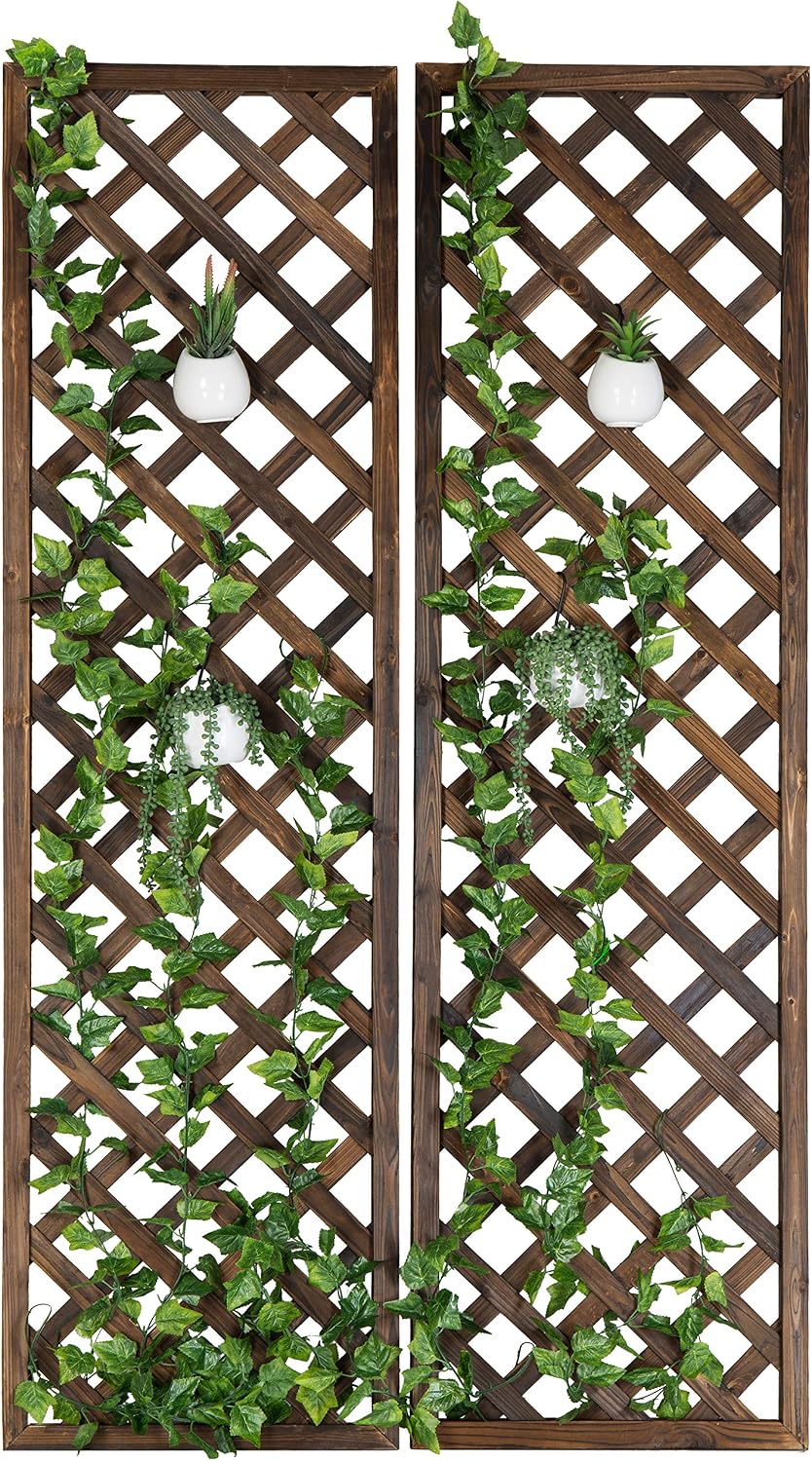 MyGift Wood Wall Hanging Garden Trellis for Climbing Plants, Set of 2