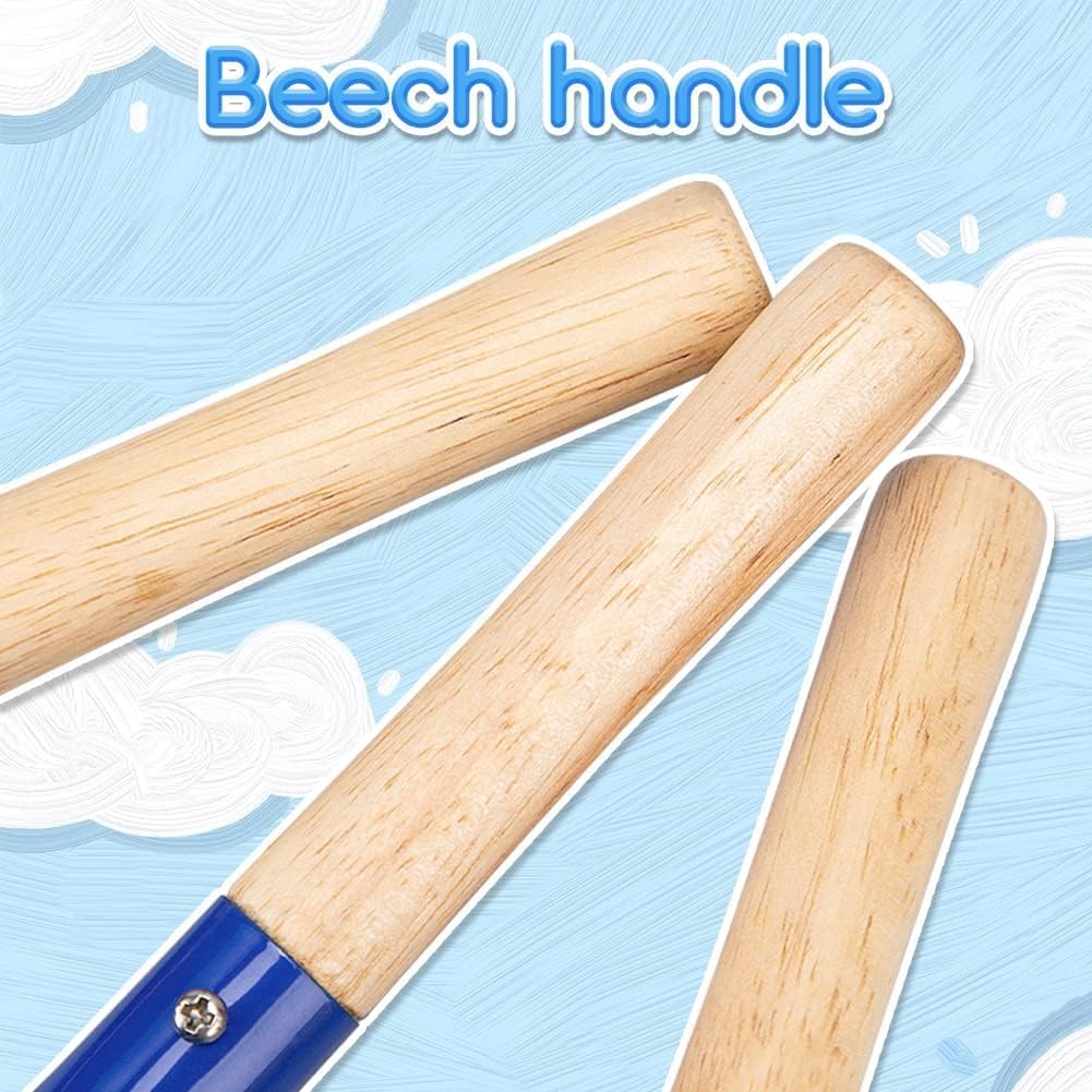 Beach Toys for Kids, 6Pcs 8'' Kids Gardening Tools Sand Toys Set, Metal Garden Tools with Sturdy Wooden Handle, Cylinder, Spoon, Fork, Rake, Flat & Pointed Shovel, Gifts for Children