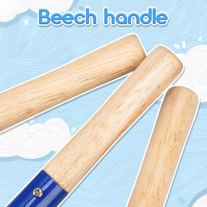 Beach Toys for Kids, 6Pcs 8'' Kids Gardening Tools Sand Toys Set, Metal Garden Tools with Sturdy Wooden Handle, Cylinder, Spoon, Fork, Rake, Flat & Pointed Shovel, Gifts for Children