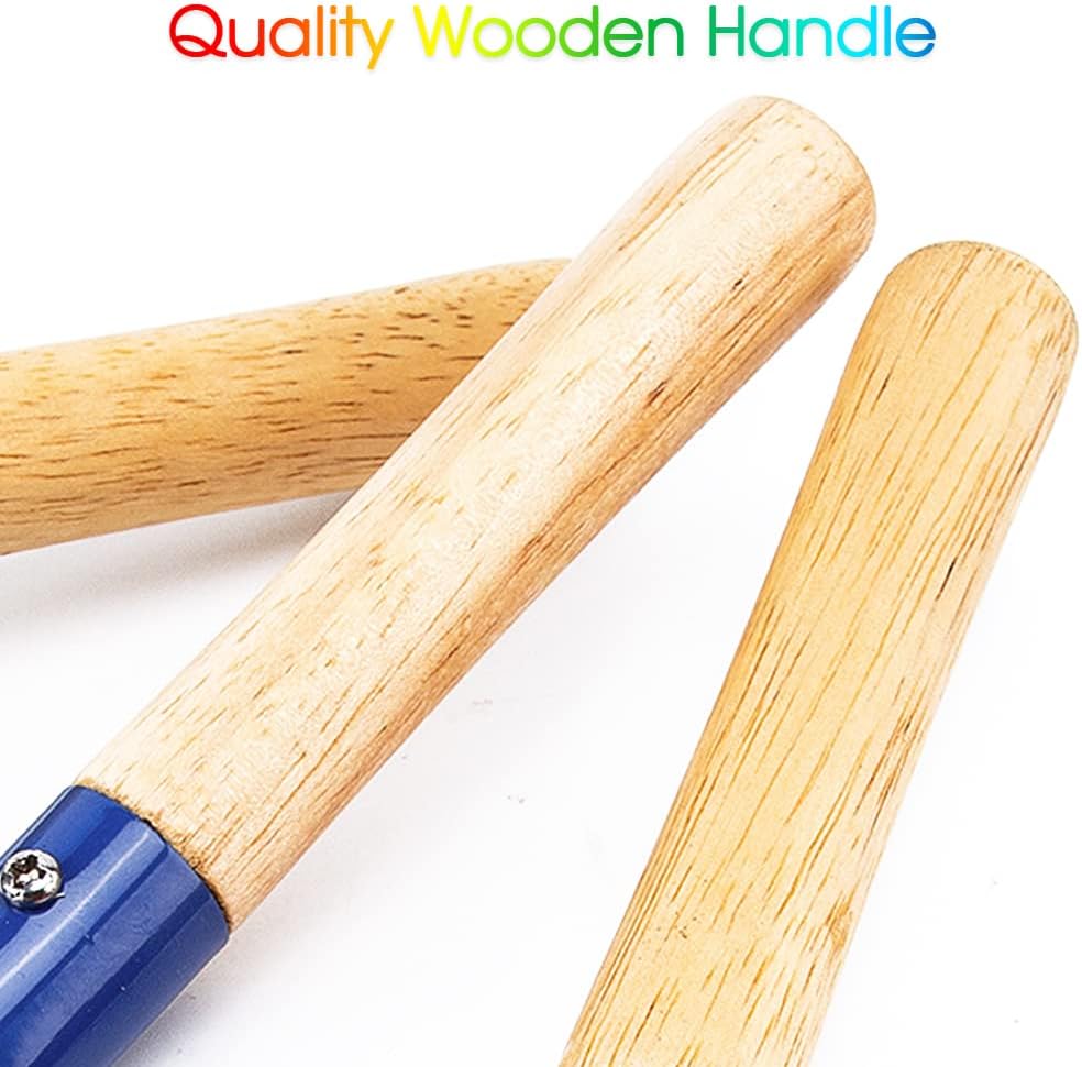 Beach Toys for Kids, 6Pcs 8'' Kids Gardening Tools Sand Toys Set, Metal Garden Tools with Sturdy Wooden Handle, Cylinder, Spoon, Fork, Rake, Flat & Pointed Shovel, Gifts for Children
