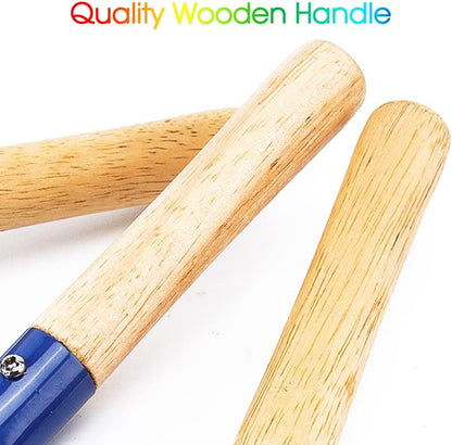 Beach Toys for Kids, 6Pcs 8'' Kids Gardening Tools Sand Toys Set, Metal Garden Tools with Sturdy Wooden Handle, Cylinder, Spoon, Fork, Rake, Flat & Pointed Shovel, Gifts for Children
