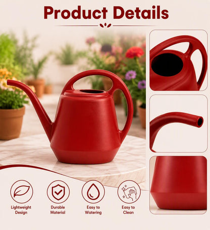 Plastic Watering Can, Burnt Red, 1-Gallon