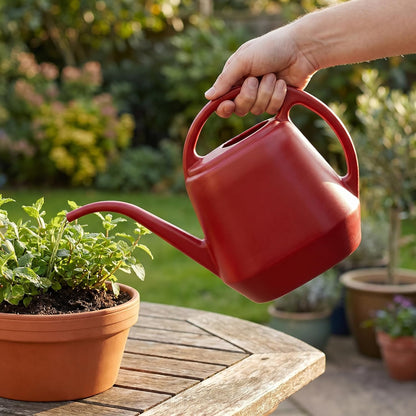 Plastic Watering Can, Burnt Red, 1-Gallon