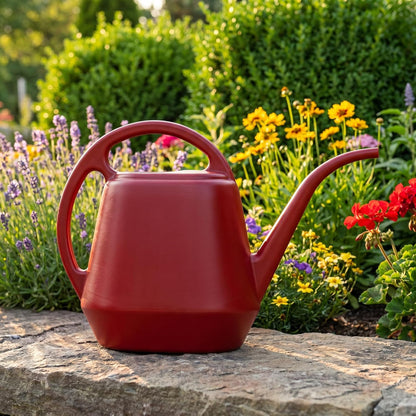 Plastic Watering Can, Burnt Red, 1-Gallon