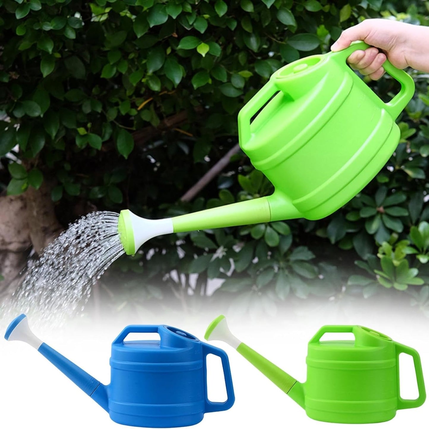 Watering Can for Plants with Sprinkler Head, Detachable Watering Can for House Plant Garden Flower, 2.5L Large Capacity Water Can Plastic Pot, Long Spout for Indoor Outdoor, 1/2 Gallon (2Pcs)
