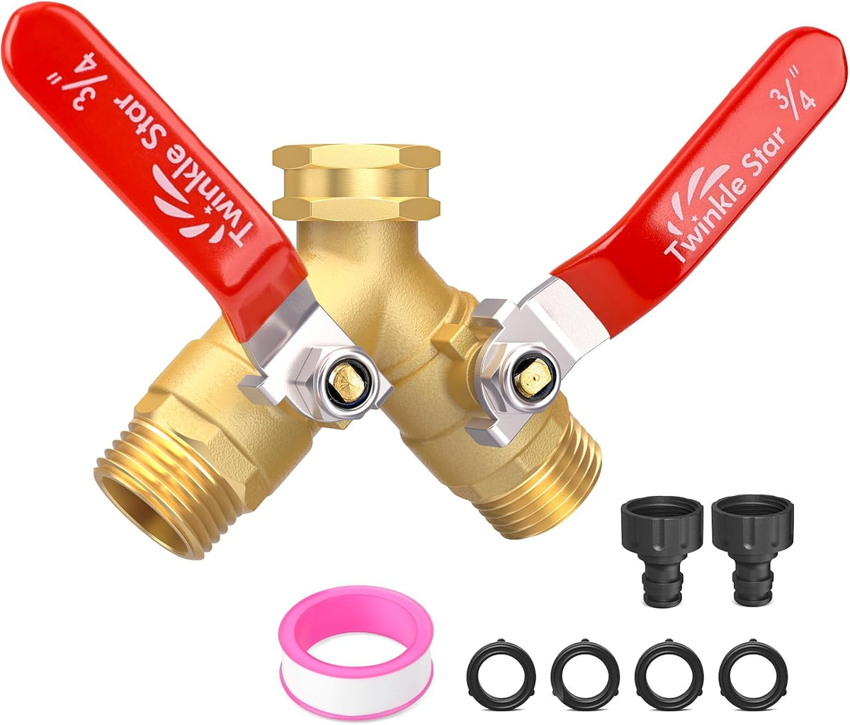 Twinke Star 2 Way Heavy Duty Brass Garden Hose Splitter