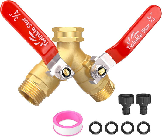 Twinke Star 2 Way Heavy Duty Brass Garden Hose Splitter