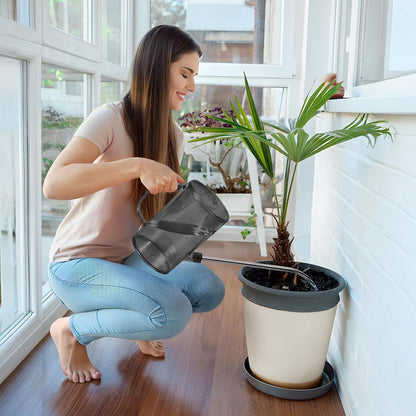 Plastic Watering Can - Small with Long Spout - 1/4 Gallon - 34 Oz - Grey