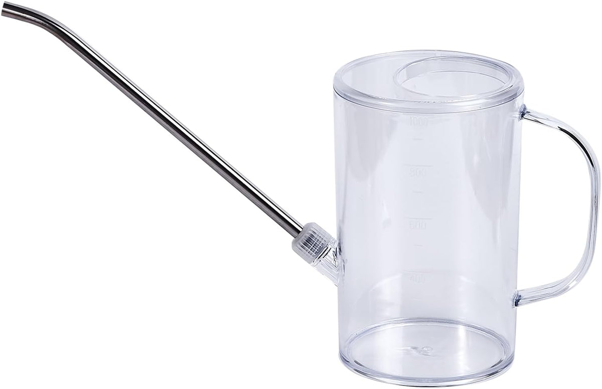 Plastic Watering Can - Small with Long Spout - 1/4 Gallon - 34 Oz - Grey