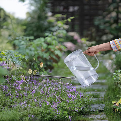 Plastic Watering Can - Small with Long Spout - 1/4 Gallon - 34 Oz - Grey