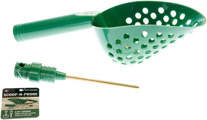 14-Inch Green Sand Scoop with Brass Probe for Gold Panning and Metal Detecting - 2-in-1 Design with 4-1/8 Inch Probe - GP3-SS23GG