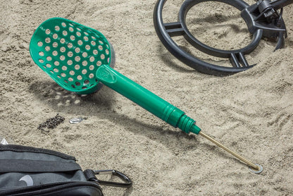 14-Inch Green Sand Scoop with Brass Probe for Gold Panning and Metal Detecting - 2-in-1 Design with 4-1/8 Inch Probe - GP3-SS23GG