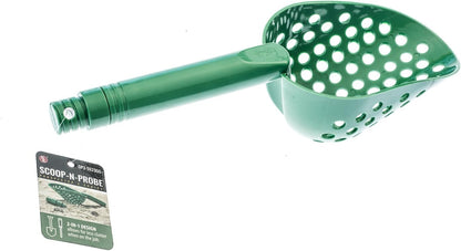 14-Inch Green Sand Scoop with Brass Probe for Gold Panning and Metal Detecting - 2-in-1 Design with 4-1/8 Inch Probe - GP3-SS23GG