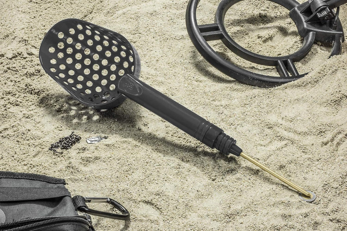 14-Inch Green Sand Scoop with Brass Probe for Gold Panning and Metal Detecting - 2-in-1 Design with 4-1/8 Inch Probe - GP3-SS23GG