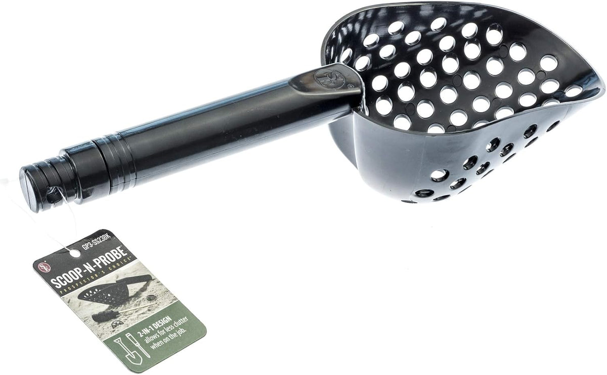14-Inch Green Sand Scoop with Brass Probe for Gold Panning and Metal Detecting - 2-in-1 Design with 4-1/8 Inch Probe - GP3-SS23GG