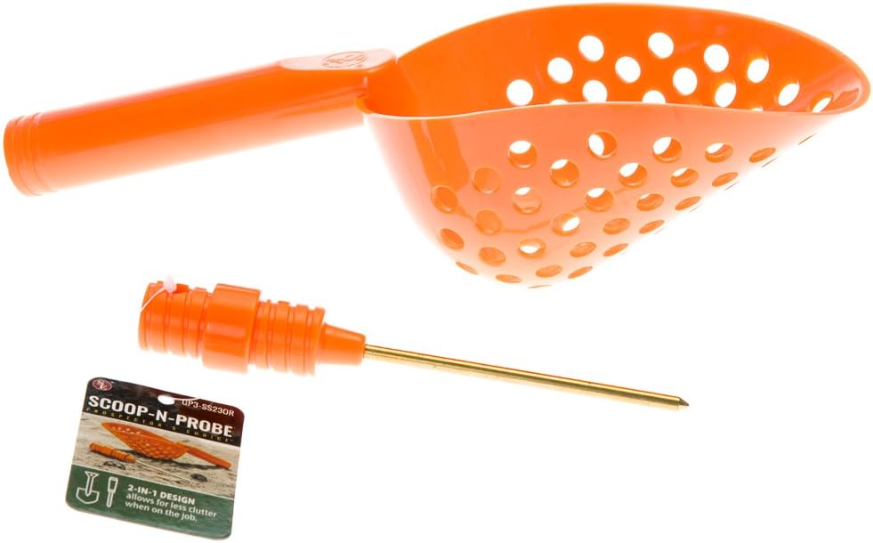 14-Inch Green Sand Scoop with Brass Probe for Gold Panning and Metal Detecting - 2-in-1 Design with 4-1/8 Inch Probe - GP3-SS23GG
