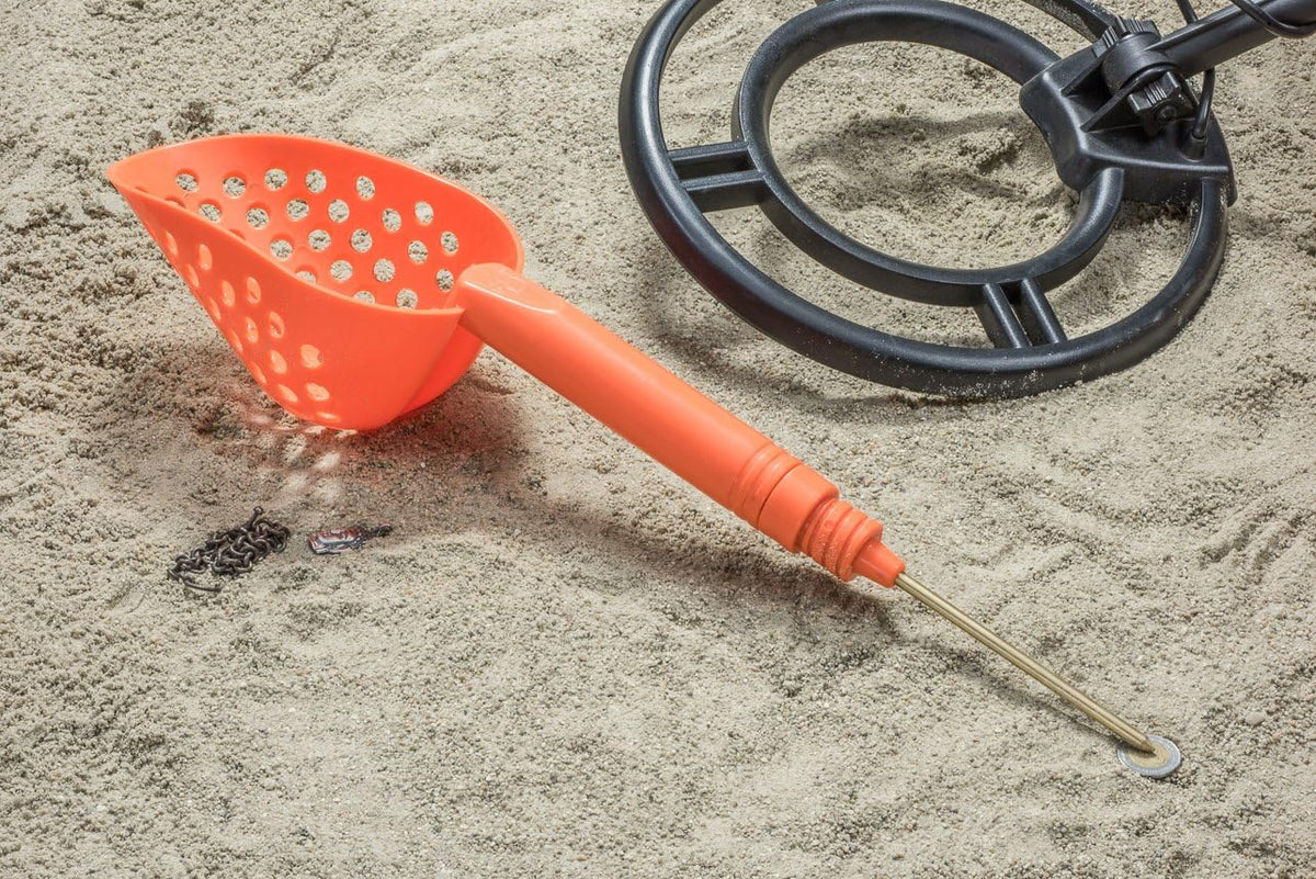 14-Inch Green Sand Scoop with Brass Probe for Gold Panning and Metal Detecting - 2-in-1 Design with 4-1/8 Inch Probe - GP3-SS23GG