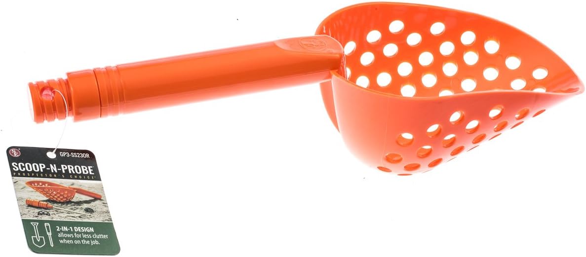 14-Inch Green Sand Scoop with Brass Probe for Gold Panning and Metal Detecting - 2-in-1 Design with 4-1/8 Inch Probe - GP3-SS23GG