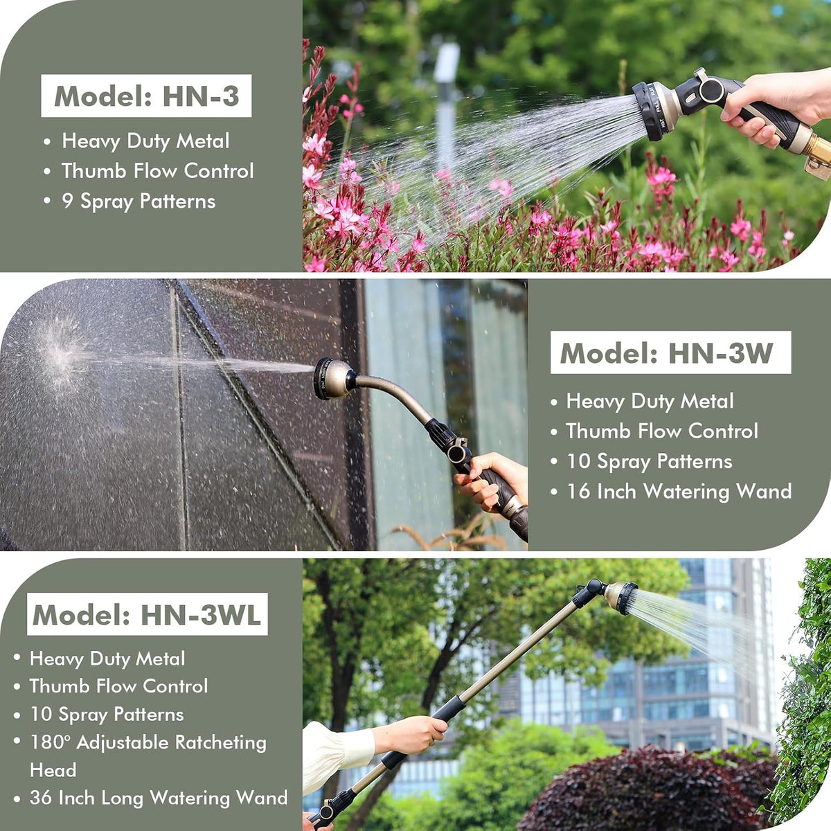 Watering Wand Heavy Duty, 15-Inch Long Hose Nozzle Sprayer