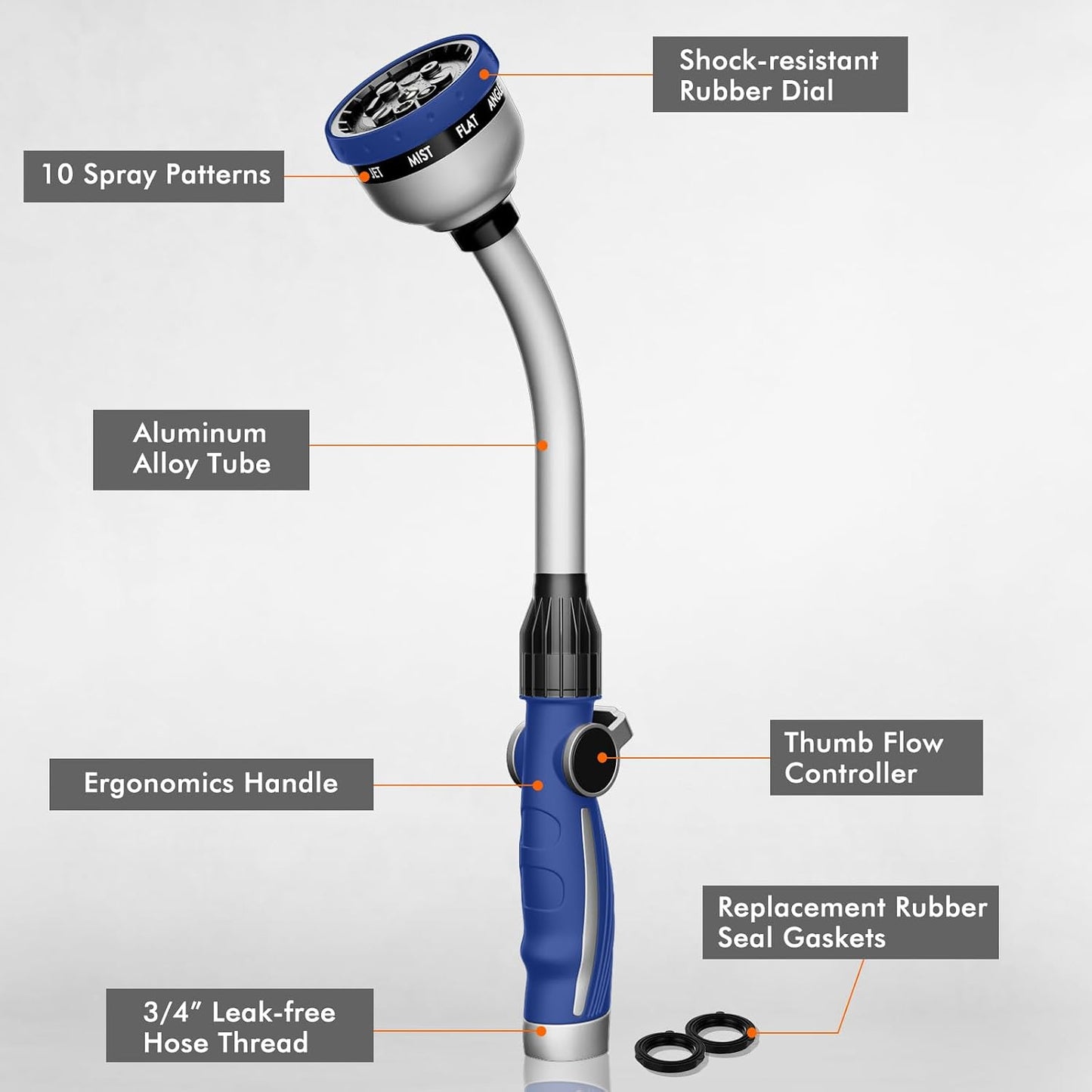 Watering Wand Heavy Duty, 15-Inch Long Hose Nozzle Sprayer