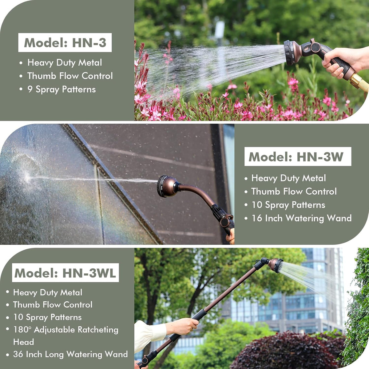 Watering Wand Heavy Duty, 15-Inch Long Hose Nozzle Sprayer
