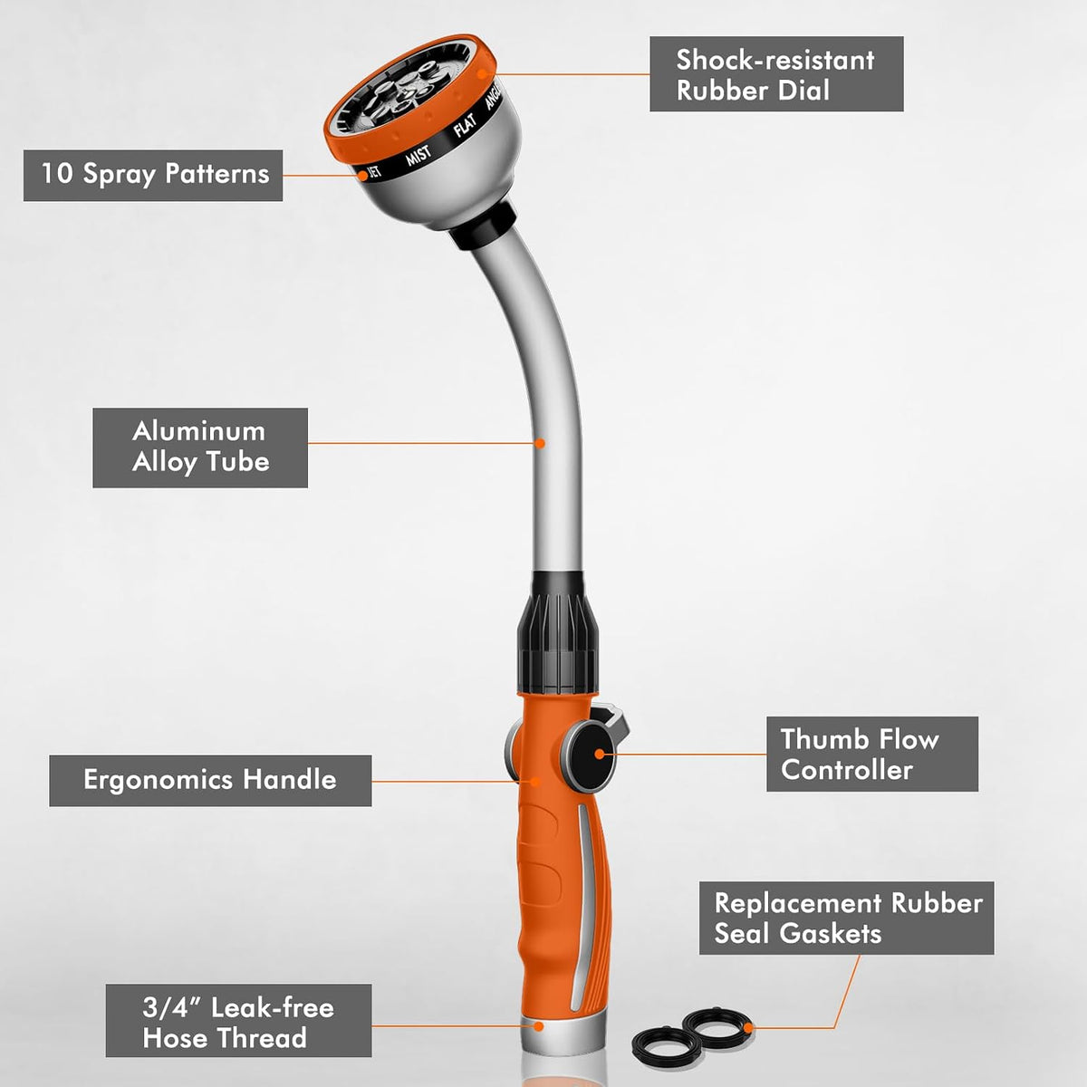 Watering Wand Heavy Duty, 15-Inch Long Hose Nozzle Sprayer