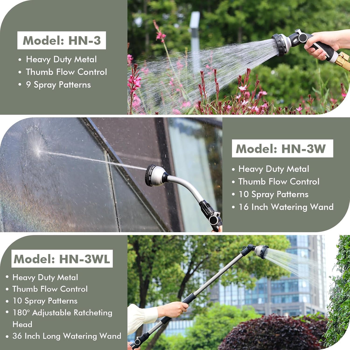 Watering Wand Heavy Duty, 15-Inch Long Hose Nozzle Sprayer