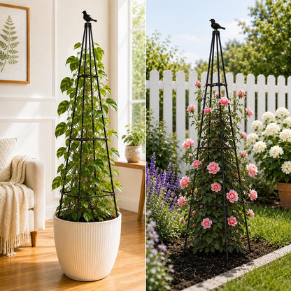 Garden Obelisk Trellis for Climbing Plants Outdoor 67" Black 2PCS