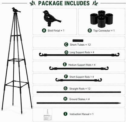 Garden Obelisk Trellis for Climbing Plants Outdoor 67" Black 2PCS