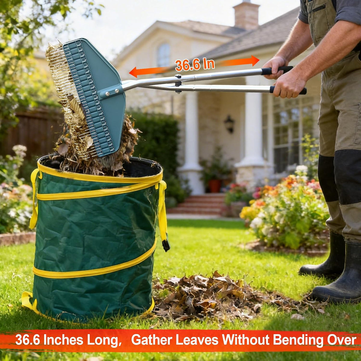 Leaf Grabber Rake, 36.6 Inches, 3.3 Pounds（Straight Grip）