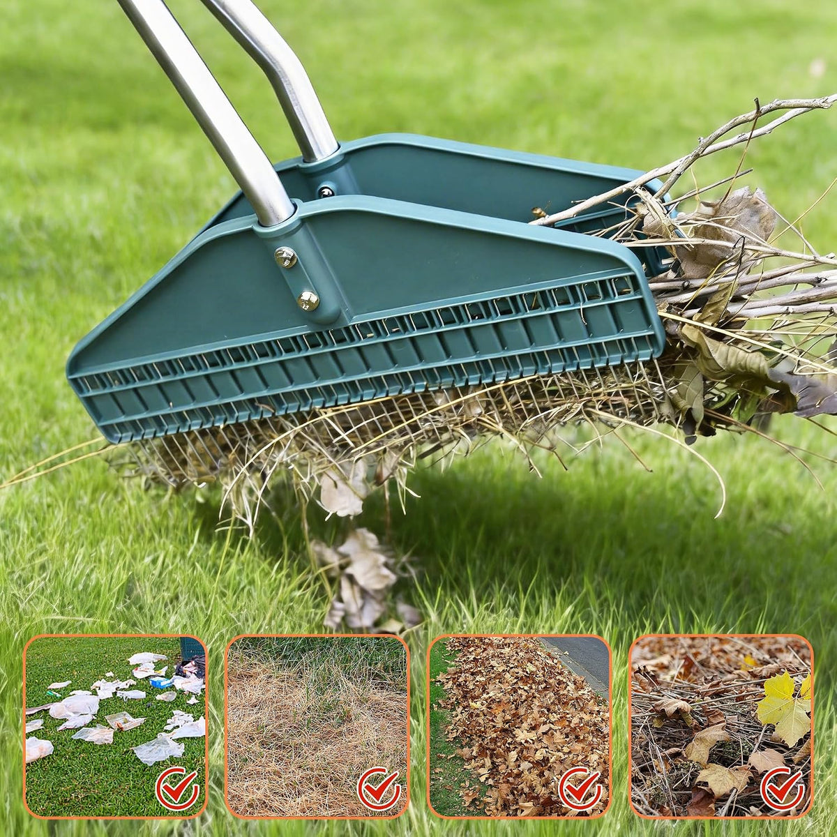 Leaf Grabber Rake, 36.6 Inches, 3.3 Pounds（Straight Grip）