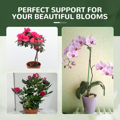 15-Pack Small Plant Stakes with Movable Clips, Adjustable Orchid Stakes and Clips in 3 Heights for Potted Plants, Bulb Flowers and Light-Duty Single Stem Support