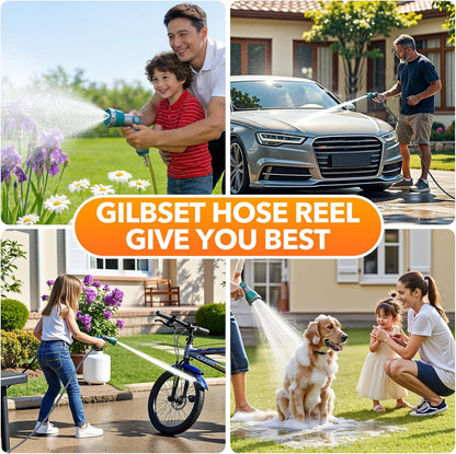 1/2" x 100 ft Retractable Garden Hose Reel, Any Length Lock & 180°Swivel