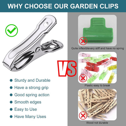 50 PCS Garden Clips, Greenhouse Clamps, Stainless Steel Greenhouse Clips for Netting, Heavy Duty Row Cover Clips with a Strong Grip for Shade Cloth or Plant Cover on Gardening Hoops