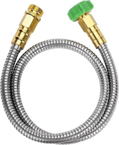 Metal Garden Hose, 3 Feet Stainless Steel, No Kink, Lightweight