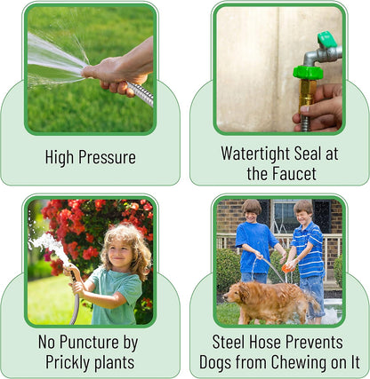 Metal Garden Hose, 3 Feet Stainless Steel, No Kink, Lightweight