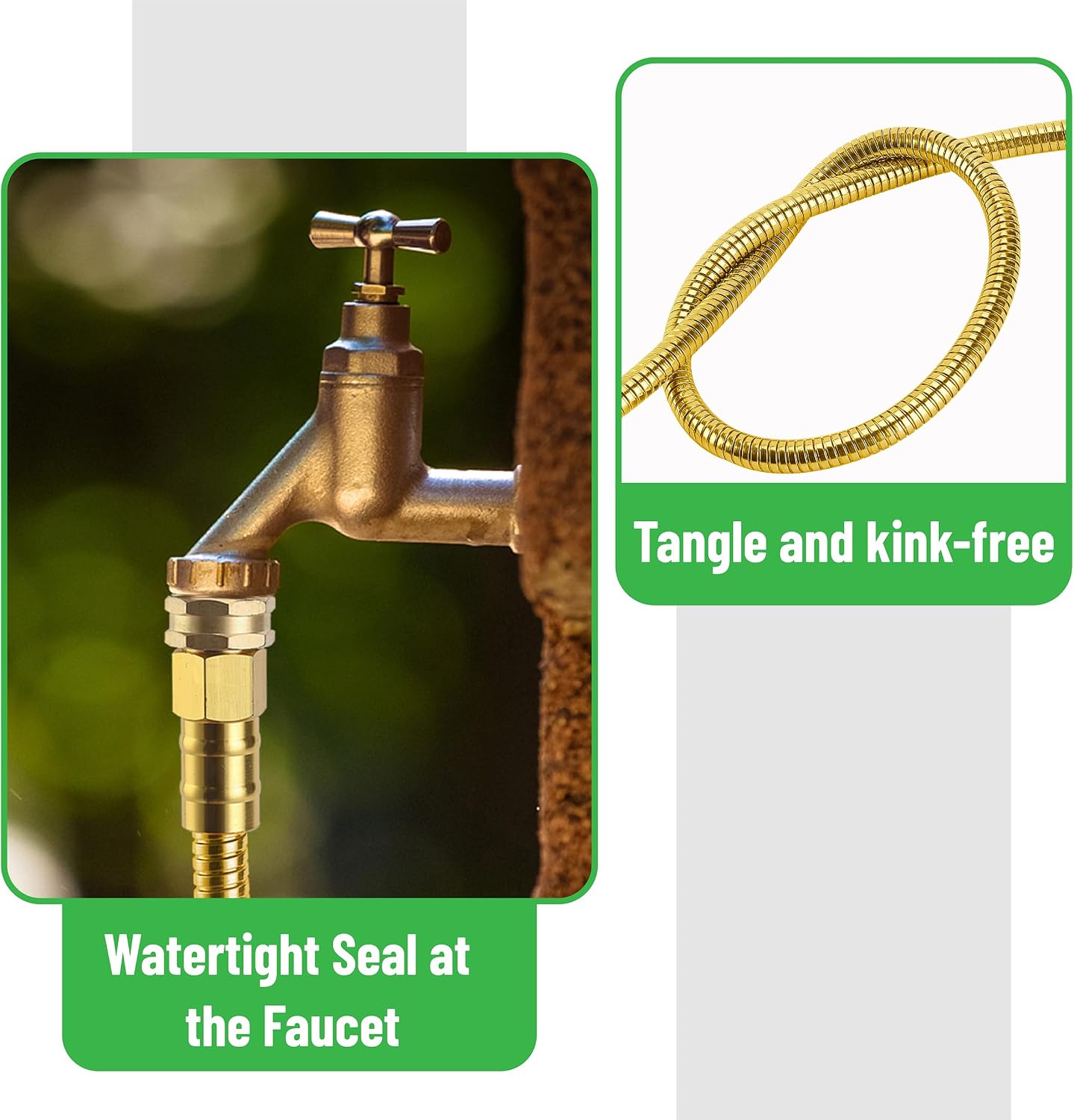 Metal Garden Hose, 3 Feet Stainless Steel, No Kink, Lightweight