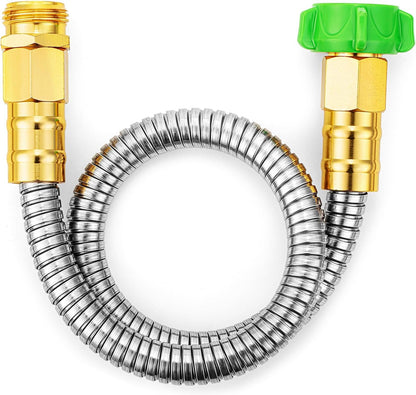 Metal Garden Hose, 3 Feet Stainless Steel, No Kink, Lightweight