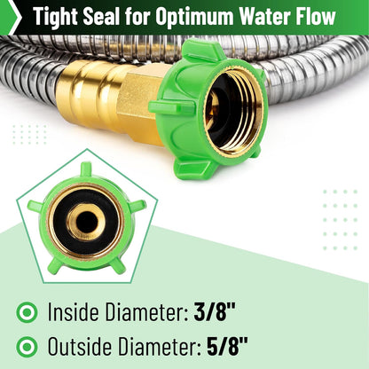 Metal Garden Hose, 3 Feet Stainless Steel, No Kink, Lightweight