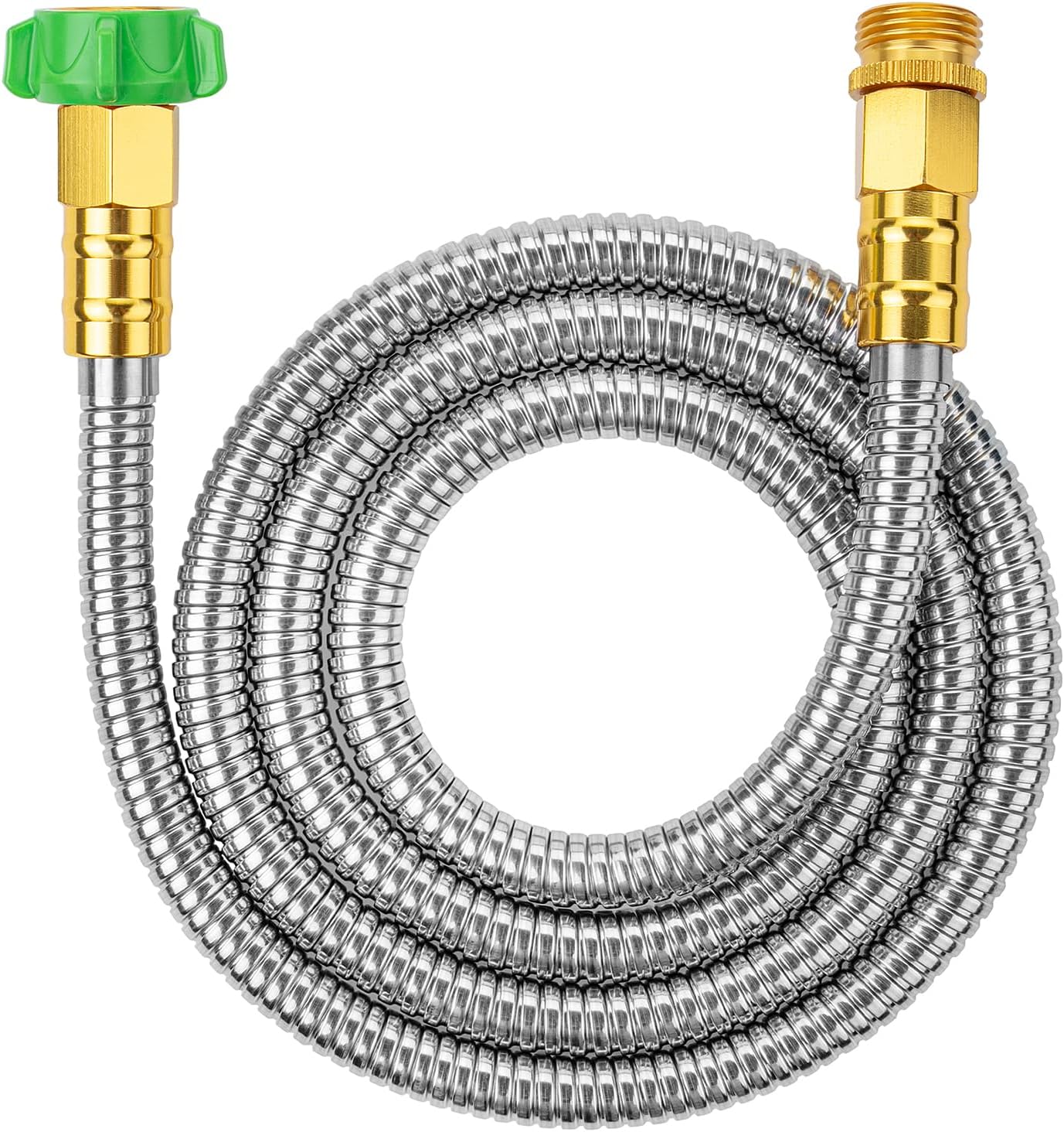 Metal Garden Hose, 3 Feet Stainless Steel, No Kink, Lightweight