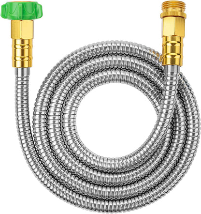 Metal Garden Hose, 3 Feet Stainless Steel, No Kink, Lightweight