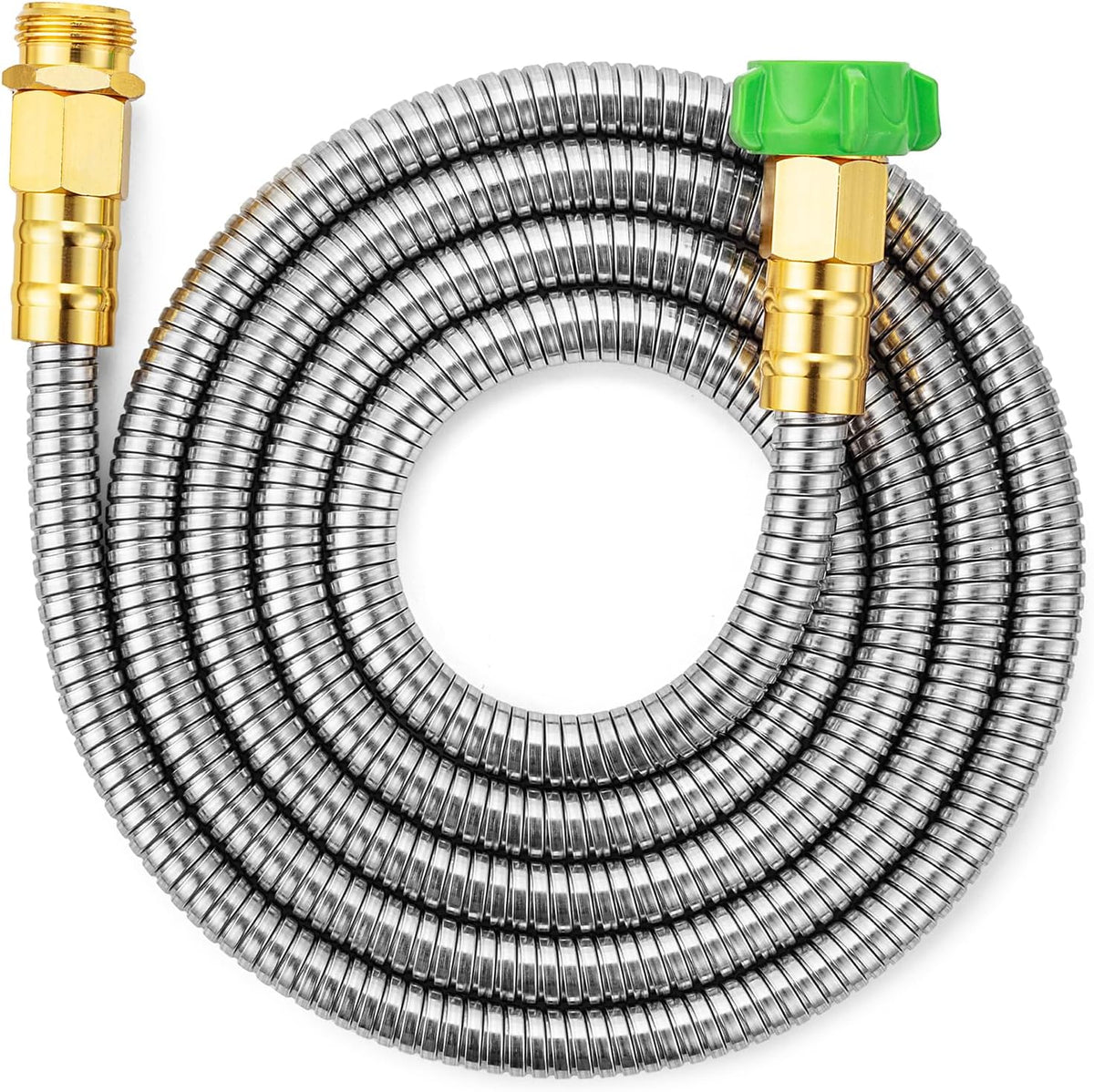 Metal Garden Hose, 3 Feet Stainless Steel, No Kink, Lightweight