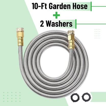 Metal Garden Hose, 3 Feet Stainless Steel, No Kink, Lightweight