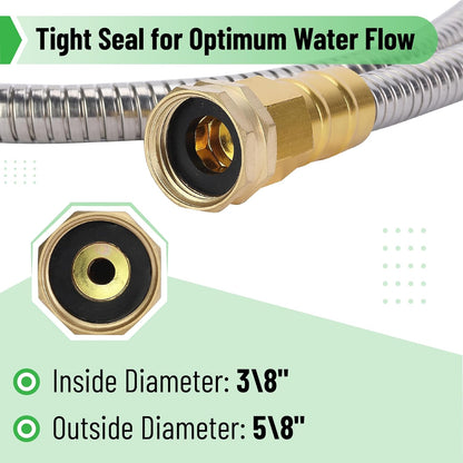 Metal Garden Hose, 3 Feet Stainless Steel, No Kink, Lightweight